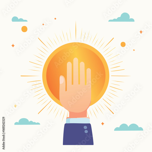 Business Hand Raising In Sunlight Graphic