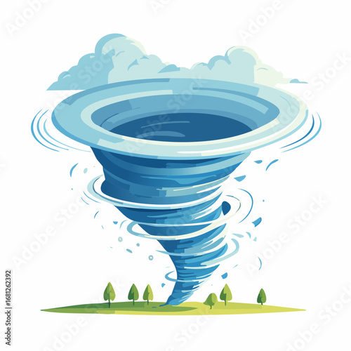Cartoon Animated Tornado Over Field
