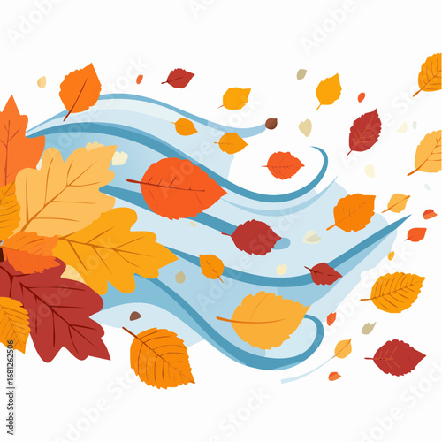 Colorful Autumn Leaves Flying In Wind