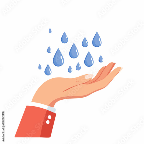 Hand Catching Water Drops Illustration