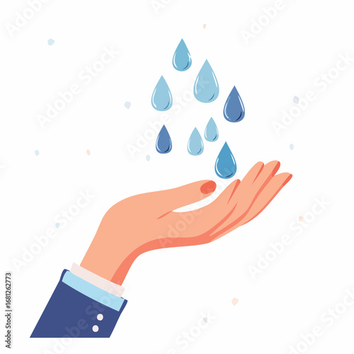 Female Hand Holding Water Drops