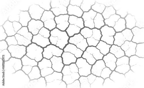 Fading Cracked Earth Texture with Soft Gradient Edges, Drought Dry Soil Pattern for Environmental or Abstract Backgrounds. Vector Illustration.