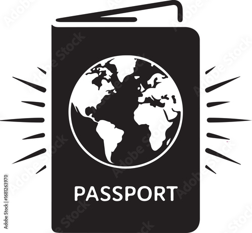 passport globe stencil icon silhouette vector illustration