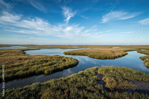 Coastal salt marshes located on a western Atlantic island