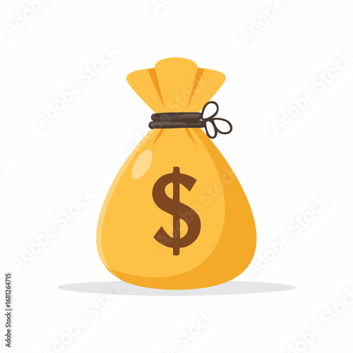 Visualize financial abundance with this golden money bag, perfect for illustrating wealth, savings, and investments in your next project, originally created as scalable vector graphic