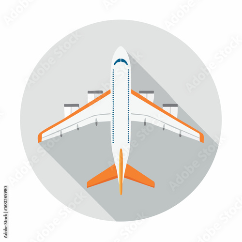 Modern flat lay of an airplane ready for takeoff, perfect for travel, tourism, or business concepts, originally a scalable vector graphic ideal for adaptable designs and a fresh clean aesthetic