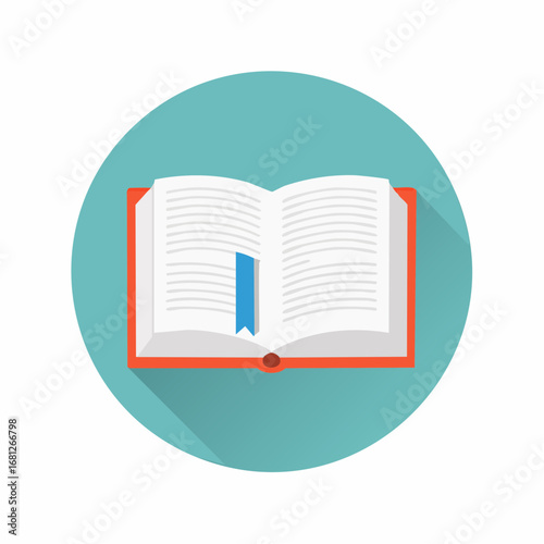 Stylish open book with bookmark illustration, perfect for education blogs, modern library websites, or creative reading apps, inspiring knowledge and learning with its simple design