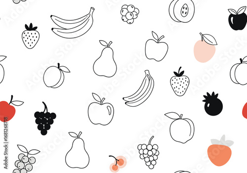Charming hand drawn fruits pattern fresh summer fruits collection cute food designs