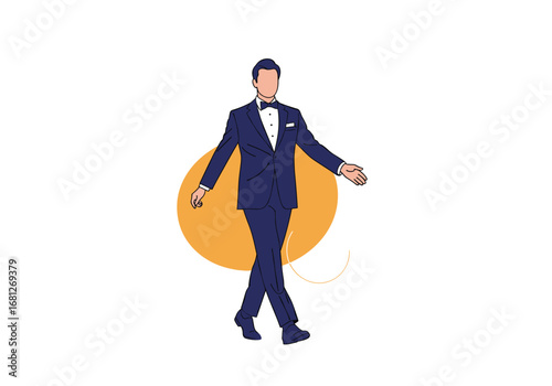 Elegant gentleman in a formal suit walking with confidence and style outdoors