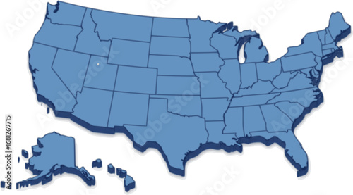 3d usa map with separated states. Vector illustration
