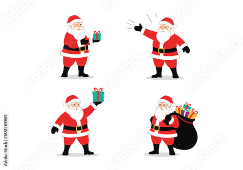 Festive santa claus characters delivering gifts and spreading holiday cheer this christmas season