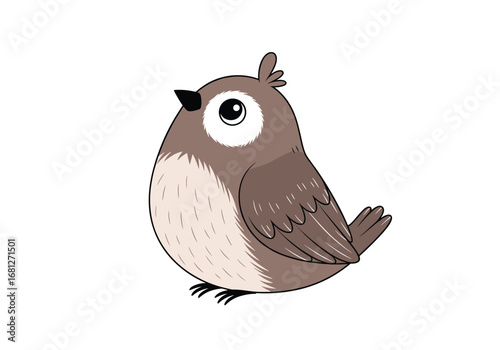 Adorable chubby birdie with big innocent eyes and fluffy feathers a sweet little songbird