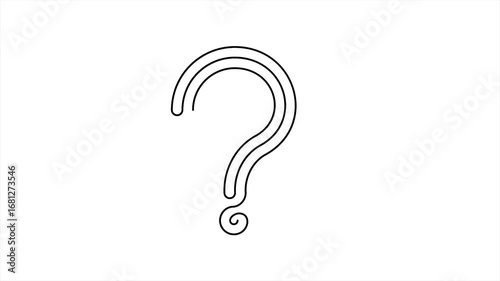Looping One Line Question Mark Animation. Minimalist Monoline Symbol for FAQ Videos, Explainer Motion Graphics, or UI/UX Design Elements.