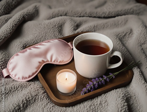 soft sleep mask with tea and lavender for restful relaxation | sleep, relax, serenity, peace, relaxation theme