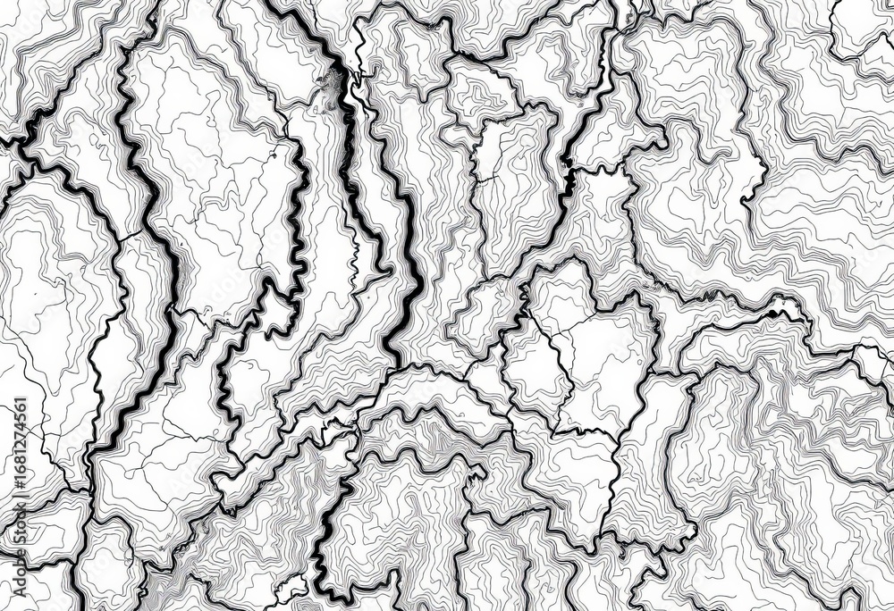 Seamless dark line topographic map on white background, ideal for hiking, adventure, or geographic designs,  design,  pattern design