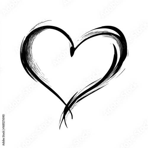 Simple black heart shape with textured brushstrokes