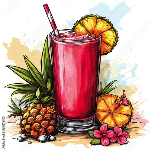 cocktail with pineapple and lime