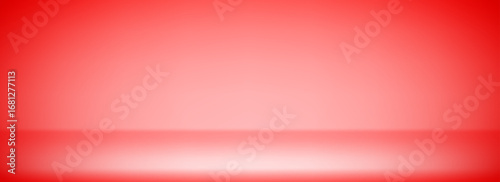 Red studio scene wallpaper. Gradient limbo podium background. Bright shelf or wall backdrop for mockup, presentation, template, product showcase. Abstract scarlet room stage display. Vector