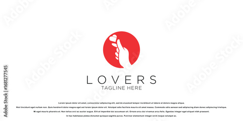 Creative korean symbol hand heart love hand gesture , i love you logo premium vector