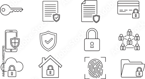 Vector art of collection of security and data protection icons