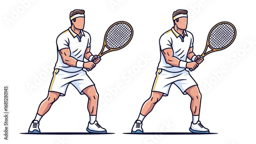 Tennis Player: A dynamic illustration of a tennis player in action, poised to strike the ball with racket, showcasing the elegance and precision of the sport.