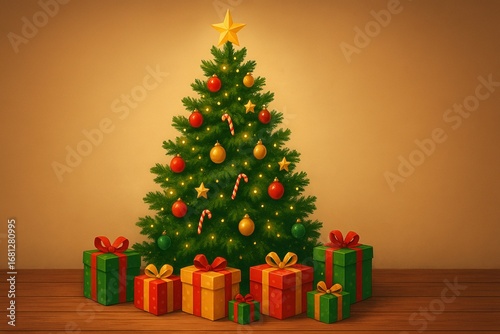 christmas tree and gifts Ai photo Genret 