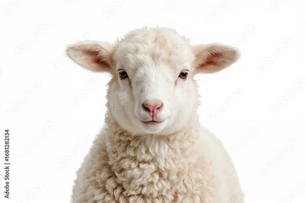 Fototapeta premium Lamb isolated on a plain white backdrop with easy background removal