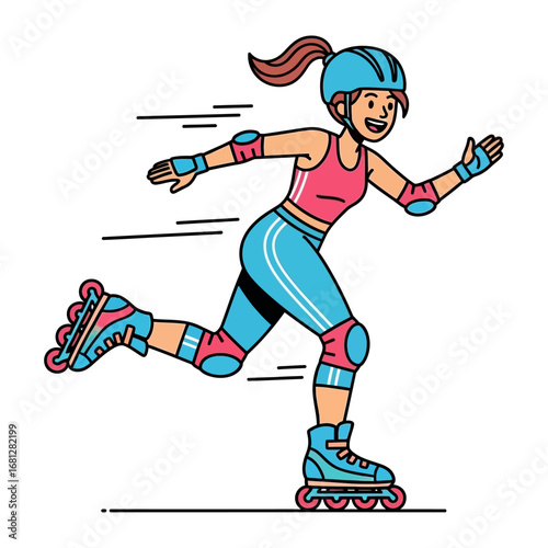 Roller Skating Fun: A dynamic illustration of a person roller skating with energy and enthusiasm, capturing the thrill of the sport.
