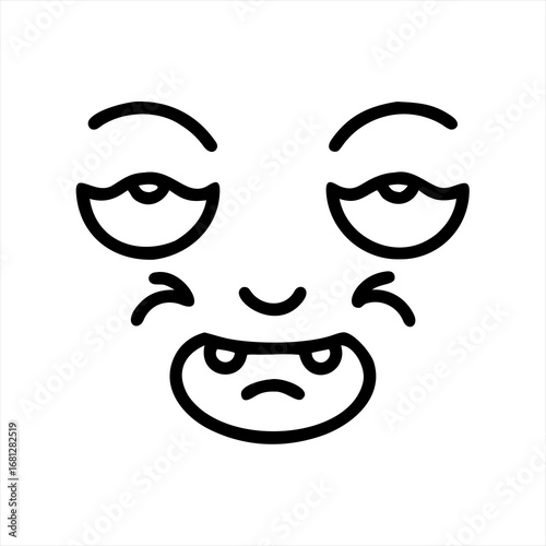 Tired and unhappy face icon