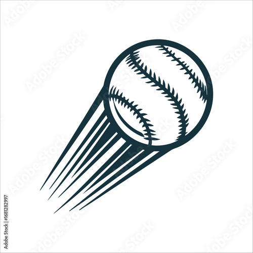 Dynamic Baseball in Motion Vector Graphic Baseball in Midair Dynamic stitching detail