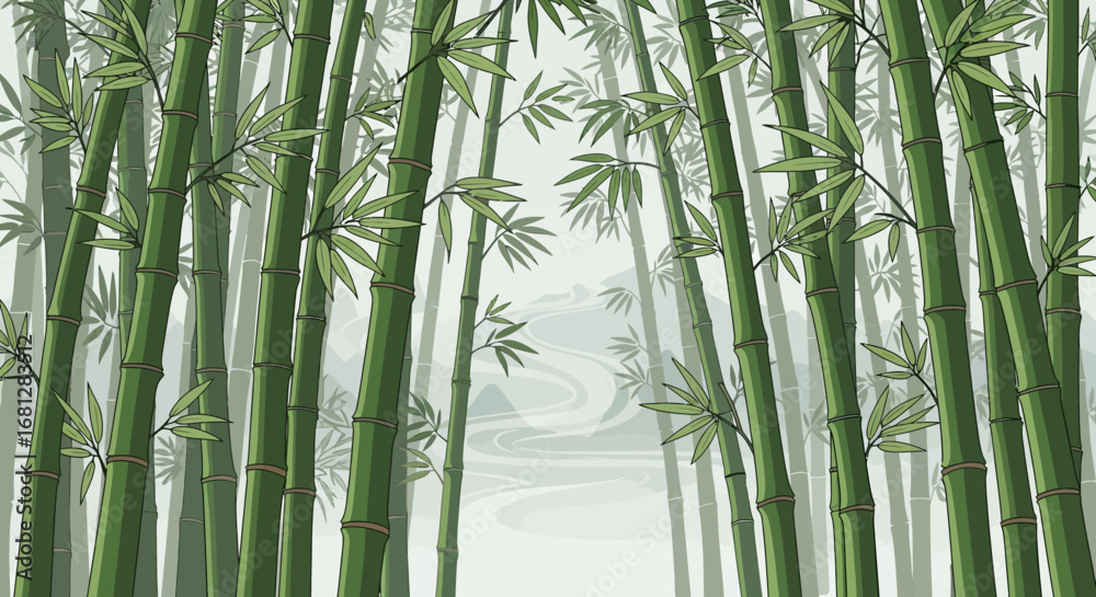 Fototapeta premium Forest Vector Background Collection with Nature Landscapes