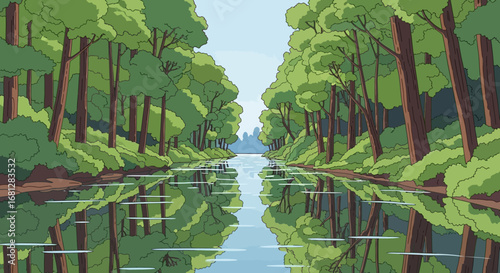 Forest Vector Background Collection with Nature Landscapes
