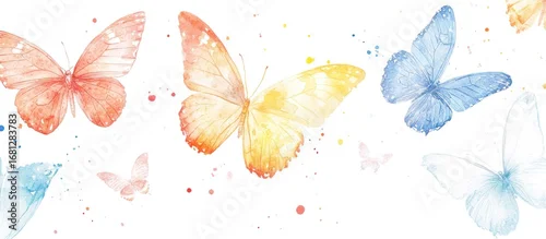 Panel kuchenny z motywem Watercolor butterflies in pastel colors (2)