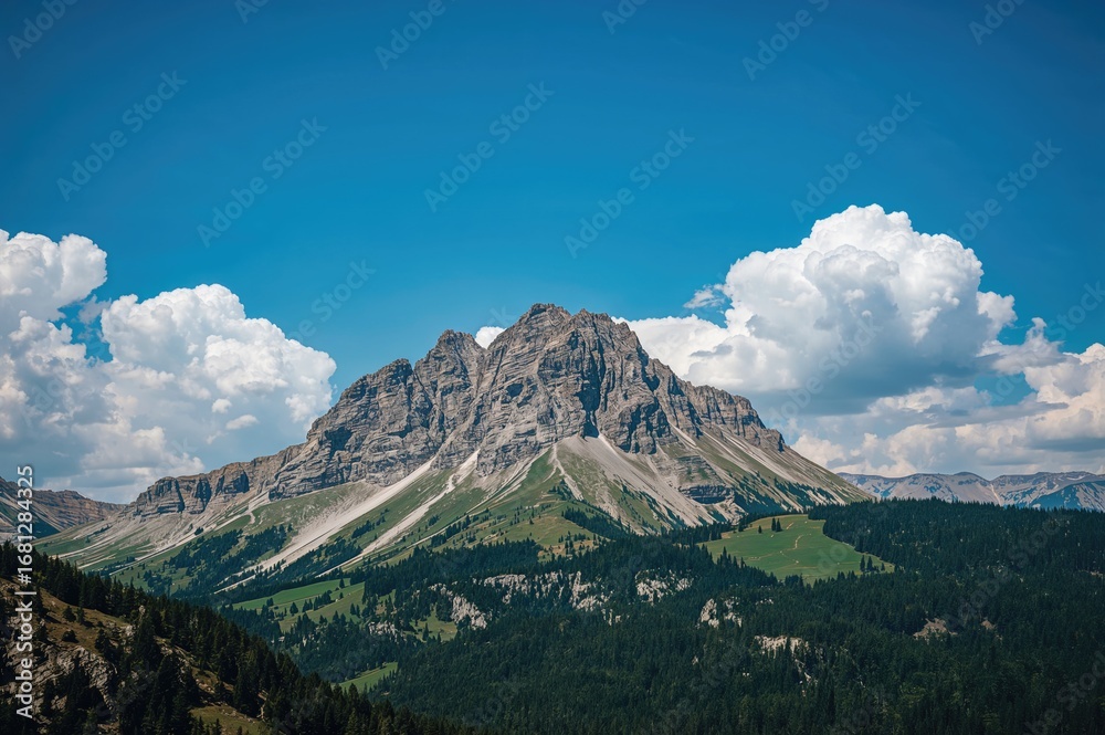 Naklejka premium Limestone summit in a mountainous region close to springs