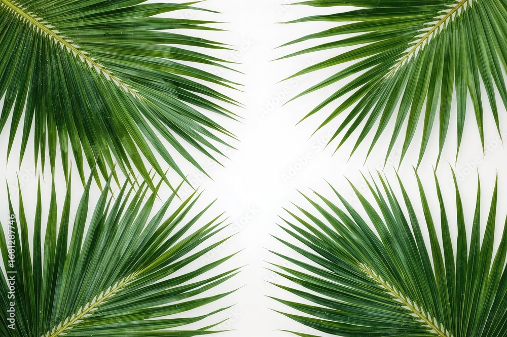 Fototapeta premium Coconut palm leaves isolated on a white backdrop