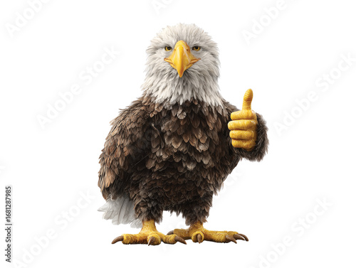 Happy Bald Eagle Gives Thumbs Up isolated on transparent White background png
