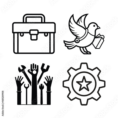 set of vector icons of international labour day