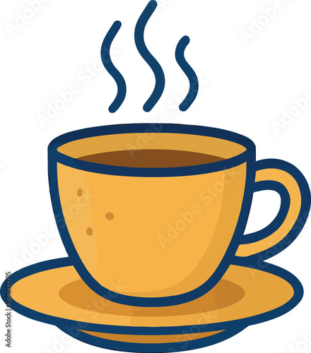 Flat Vector Illustration of Disposable Coffee Cup with Bean Icon – Minimal Style