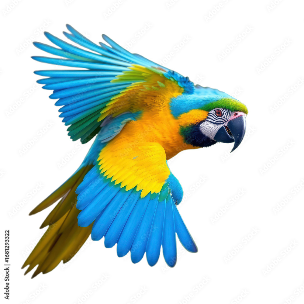 Fototapeta premium blue and yellow macaw with transparent background PNG and JPEG image