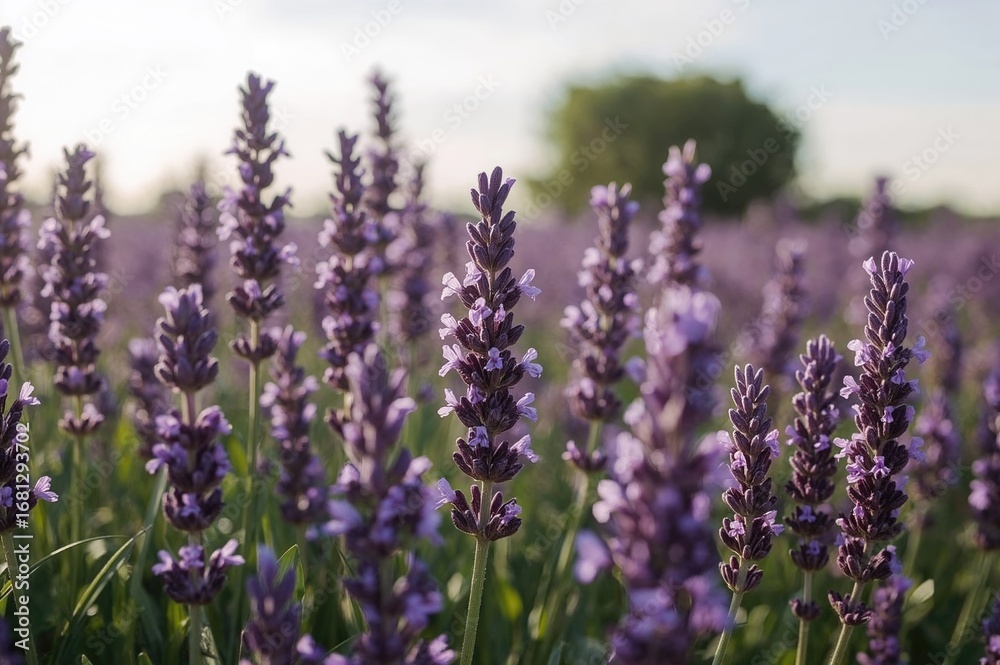 Naklejka premium Field full of blooming lavender plants