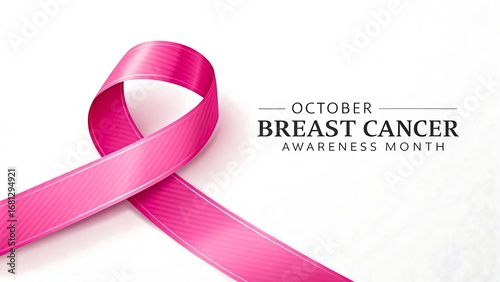 Breast Cancer Awareness Month Poster with Pink Ribbon October Campaign
