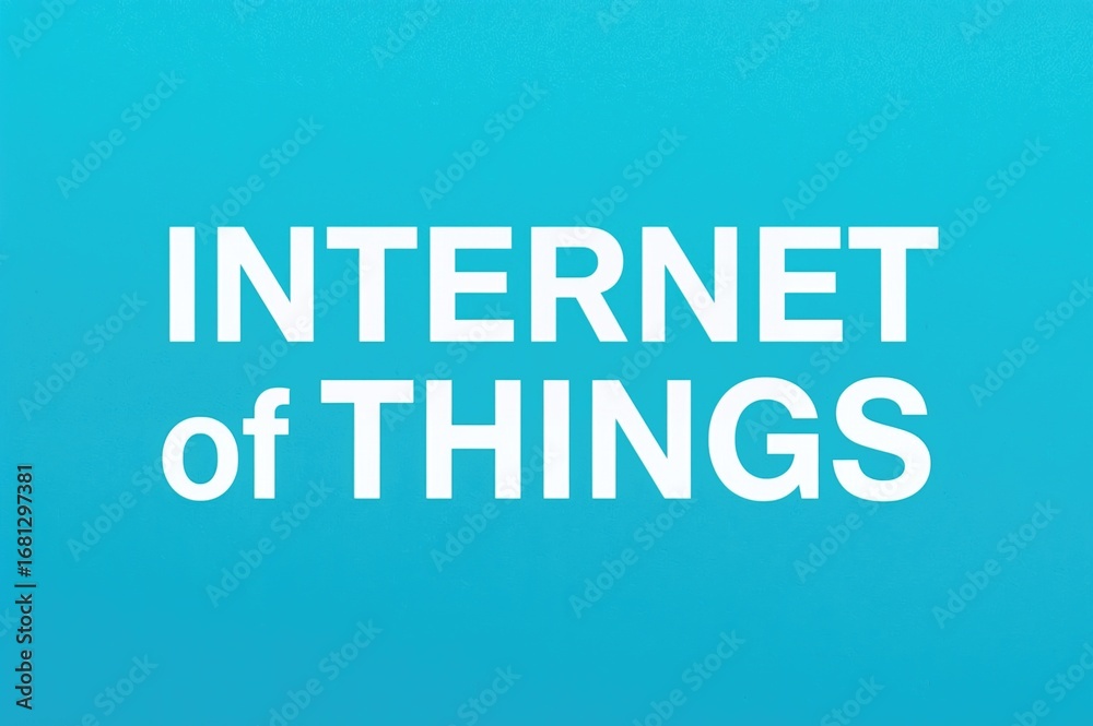 Obraz premium Bold Internet of Things Sign on a Bright Aqua Backdrop with Simple Layout