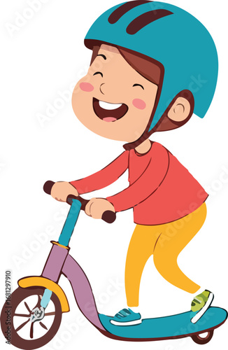 Vector artwork of a young girl tying her shoelaces for school while preparing for a new day