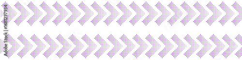 violet dotted arrow pointing in right direction; panoramic vector design with transparent background