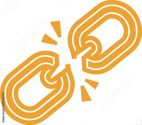 Broken chain link icon vector graphic scalable illustration for connection failure and disruption