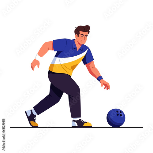 Bowling Action: Capturing the precision and intensity of the moment, this illustration showcases a bowler in mid-action, focused on delivering the perfect strike.