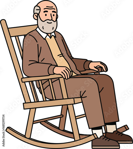 Elderly Man Relaxing in a Rocking Chair