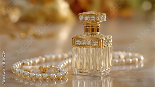 Luxurious Perfume Bottle with Pearls