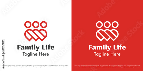 Family logo design vector illustration. Silhouette of people gathered. Simple minimal icon symbol of bonding.