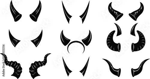 Devil horns vector set halloween costume horns clip art design
